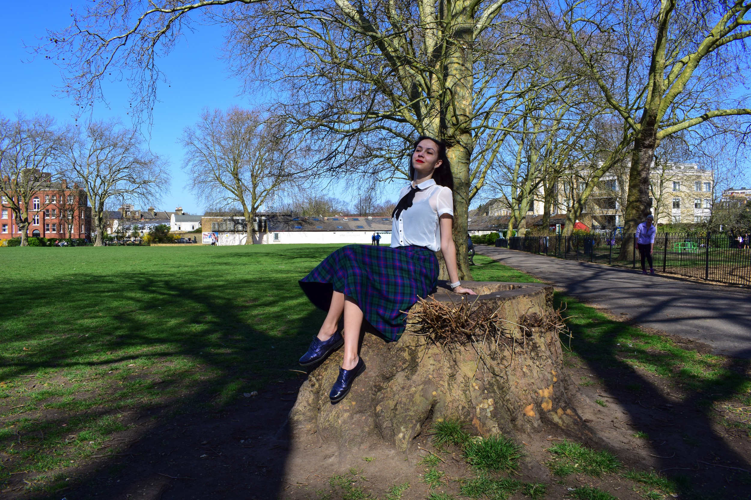 the picture links to a sewing project consisting of a 1950s circle skirt in cotton tartan